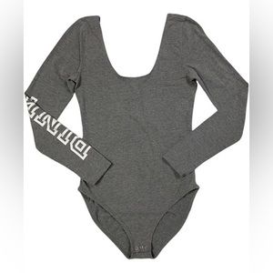 Pink Victoria’s Secret Gray Long Sleeve Bodysuit